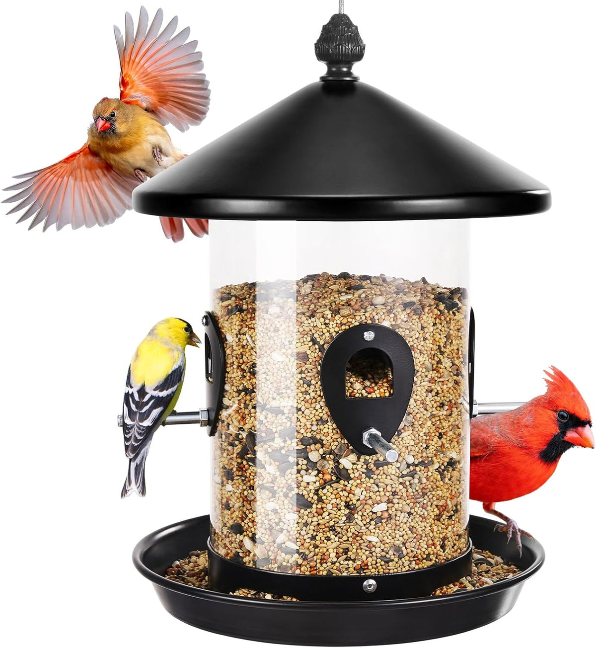 kingsyard large metal bird feeder for outdoors hanging, main product view