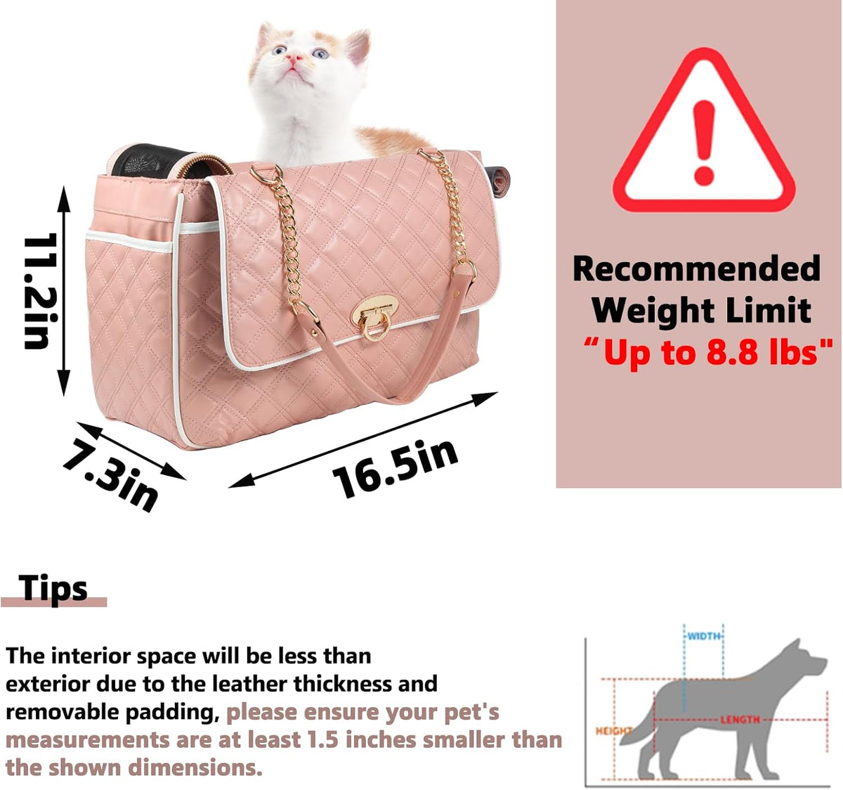 pink puppy dog cat purse carrier for small, close-up detail