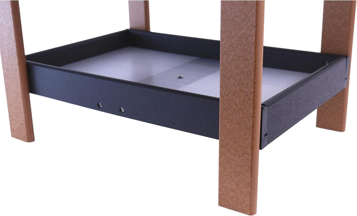 ground bird feeder, black/cedar, side view