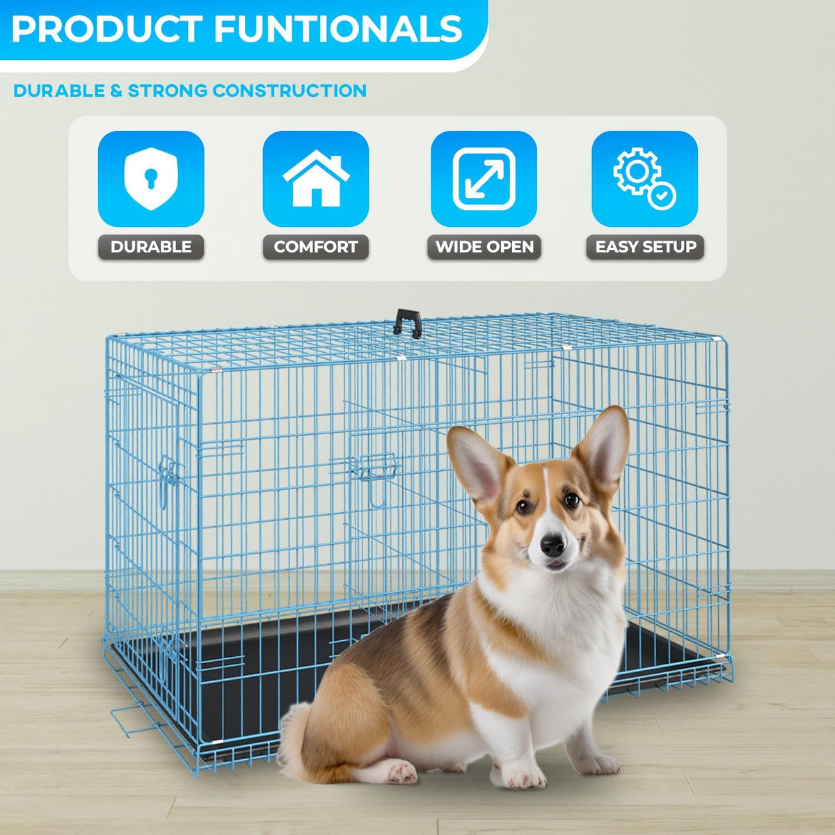 fdw | 24" foldable metal dog crate | shown in use