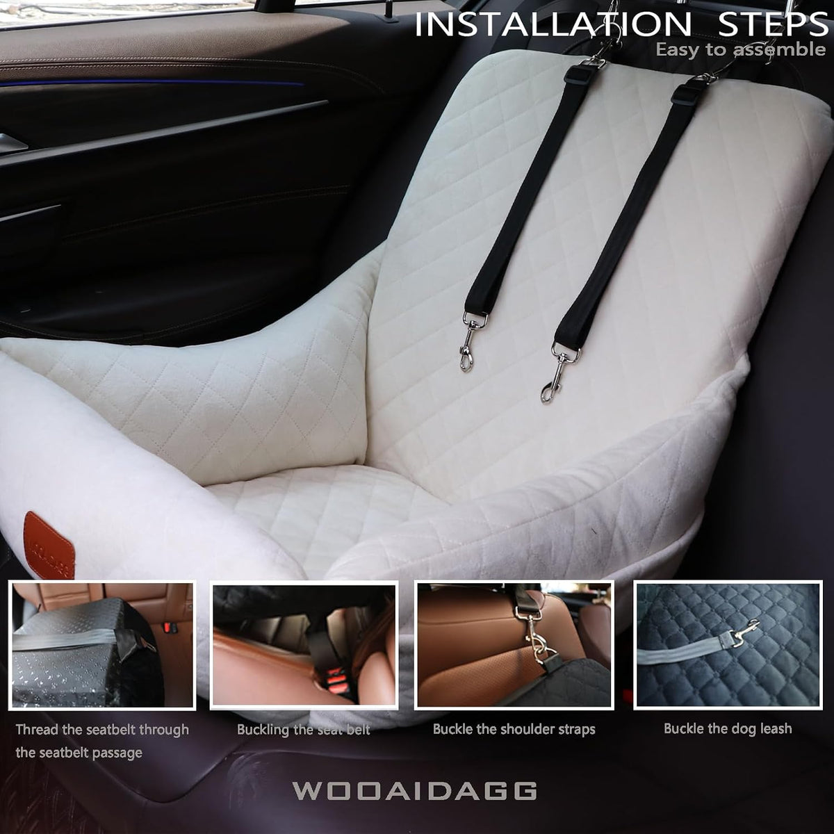wooaidagg dog car seat for small dogs,ultra-soft fabric,2 showing dimensions