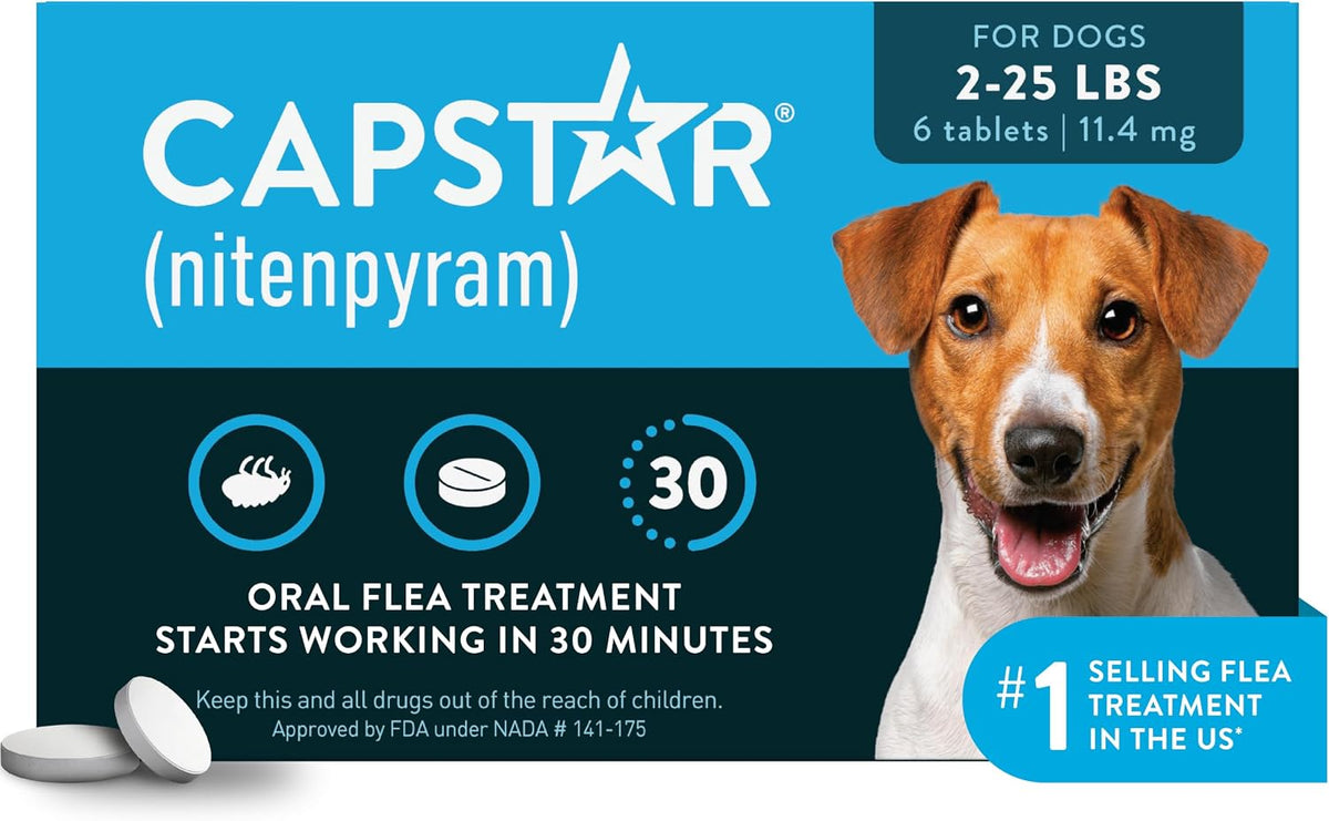 capstar oral flea tablets dogs 2-25 lbs, nitenpyram, main product view