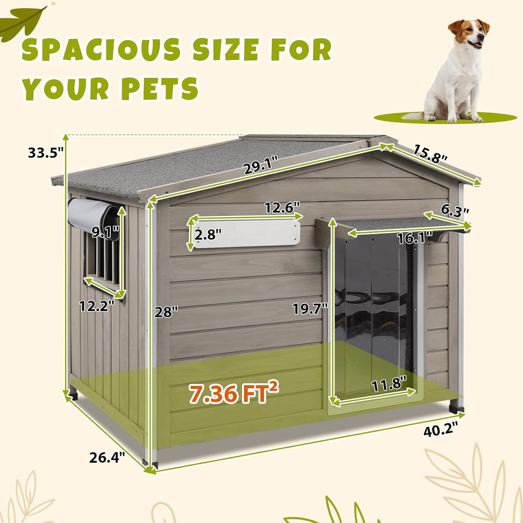 petscosset 40.2" l large dog house outdoor & on a desk or shelf