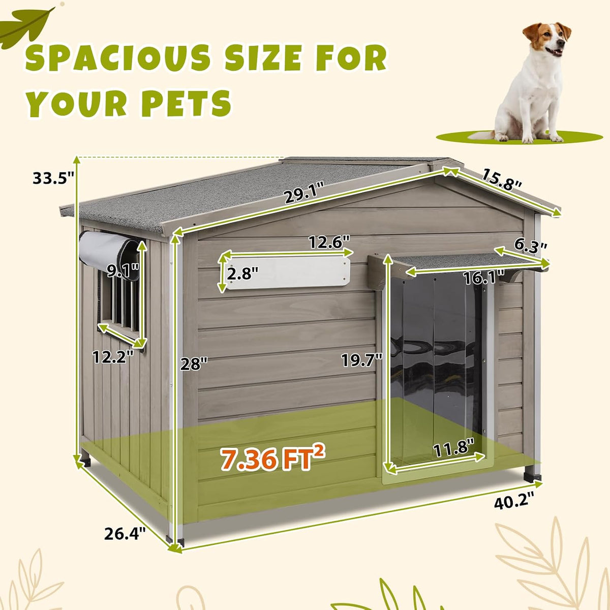 petscosset 40.2" l large dog house outdoor & on a desk or shelf