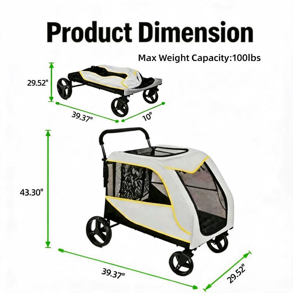 idealhouse dog stroller for large & medium dogs shown in use