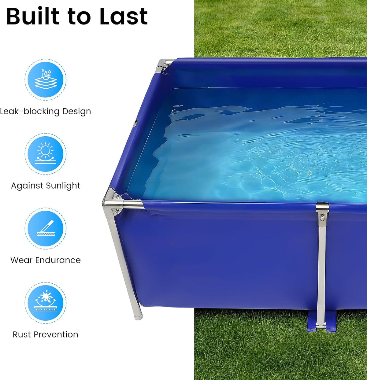 126.8gal canvas fish pond, foldable above ground fish, side view