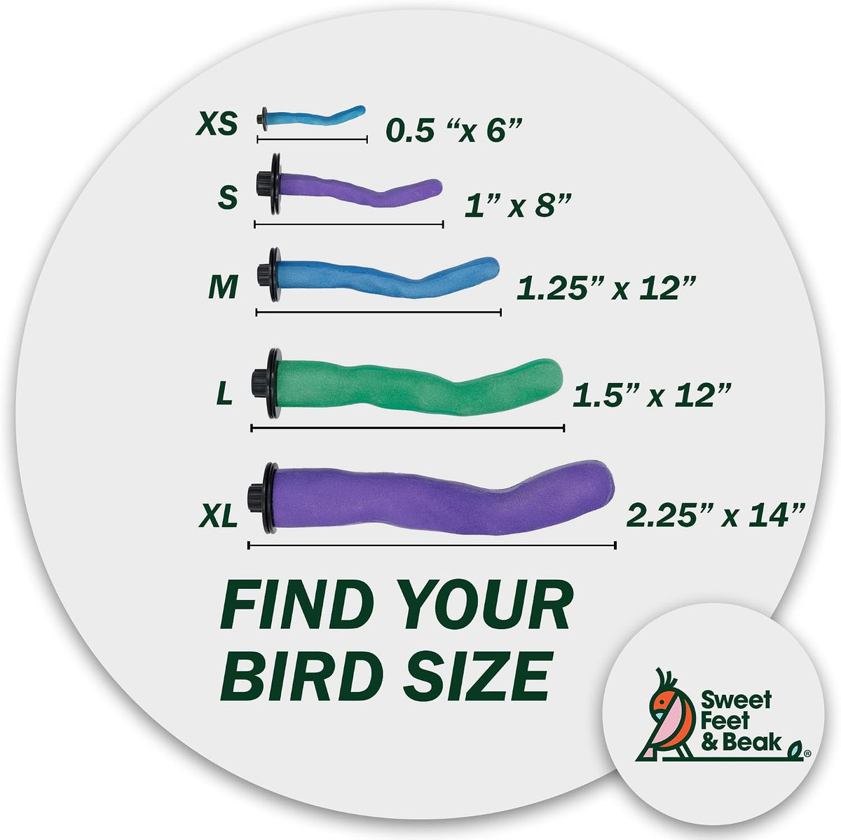 sweet feet and beak safety pumice bird perch, close-up detail