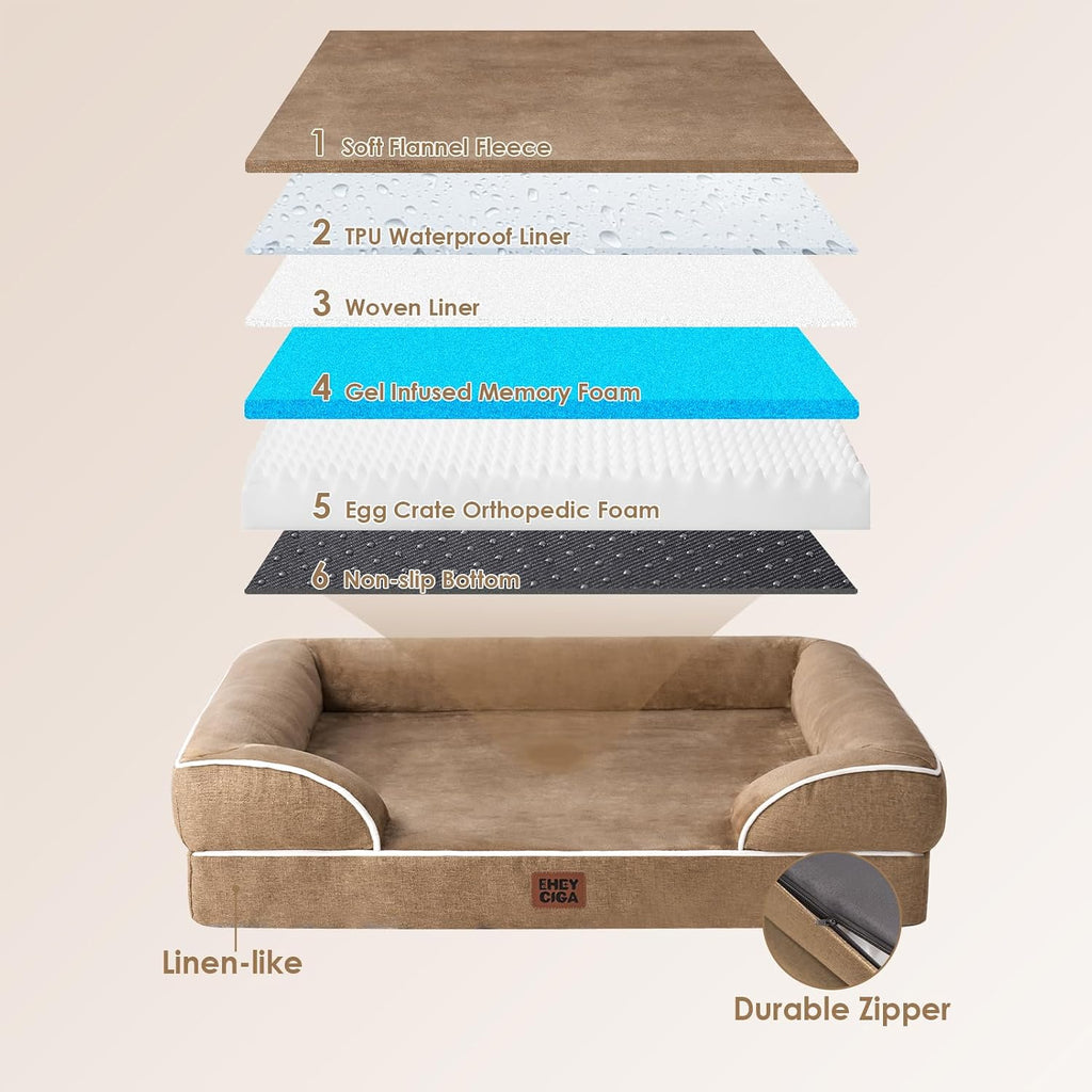 eheyciga orthopedic dog beds large sized dog, waterproof showing dimensions