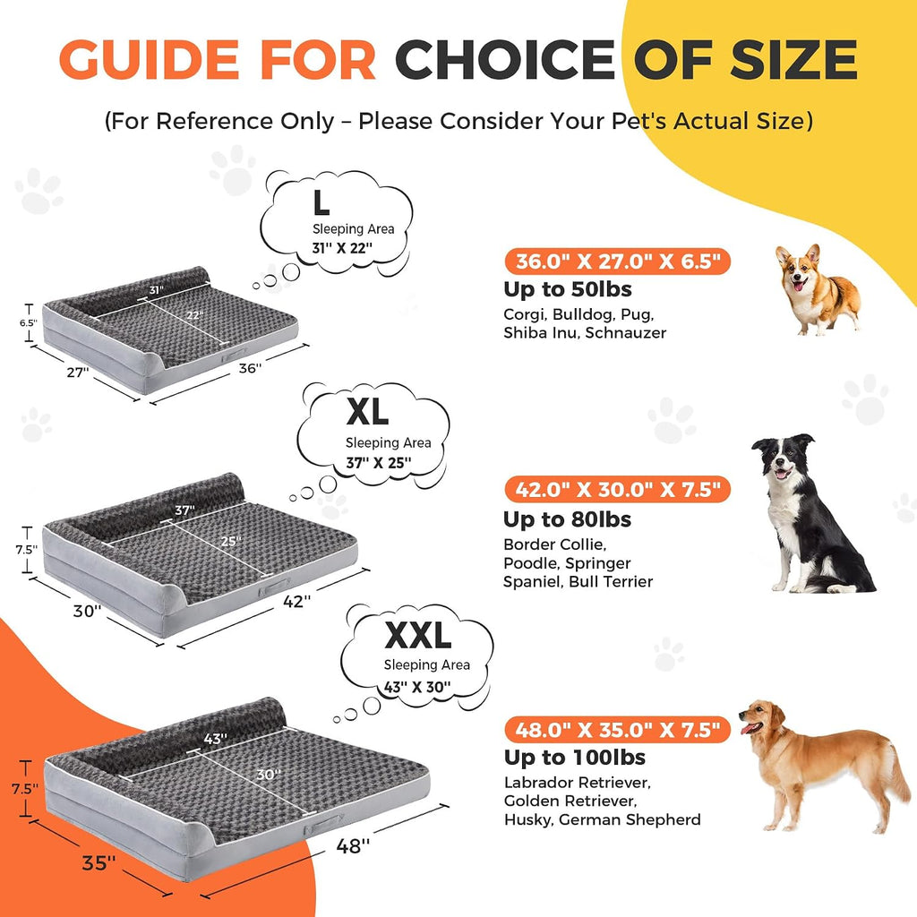 xl orthopedic dog bed for large sized dogs, side view