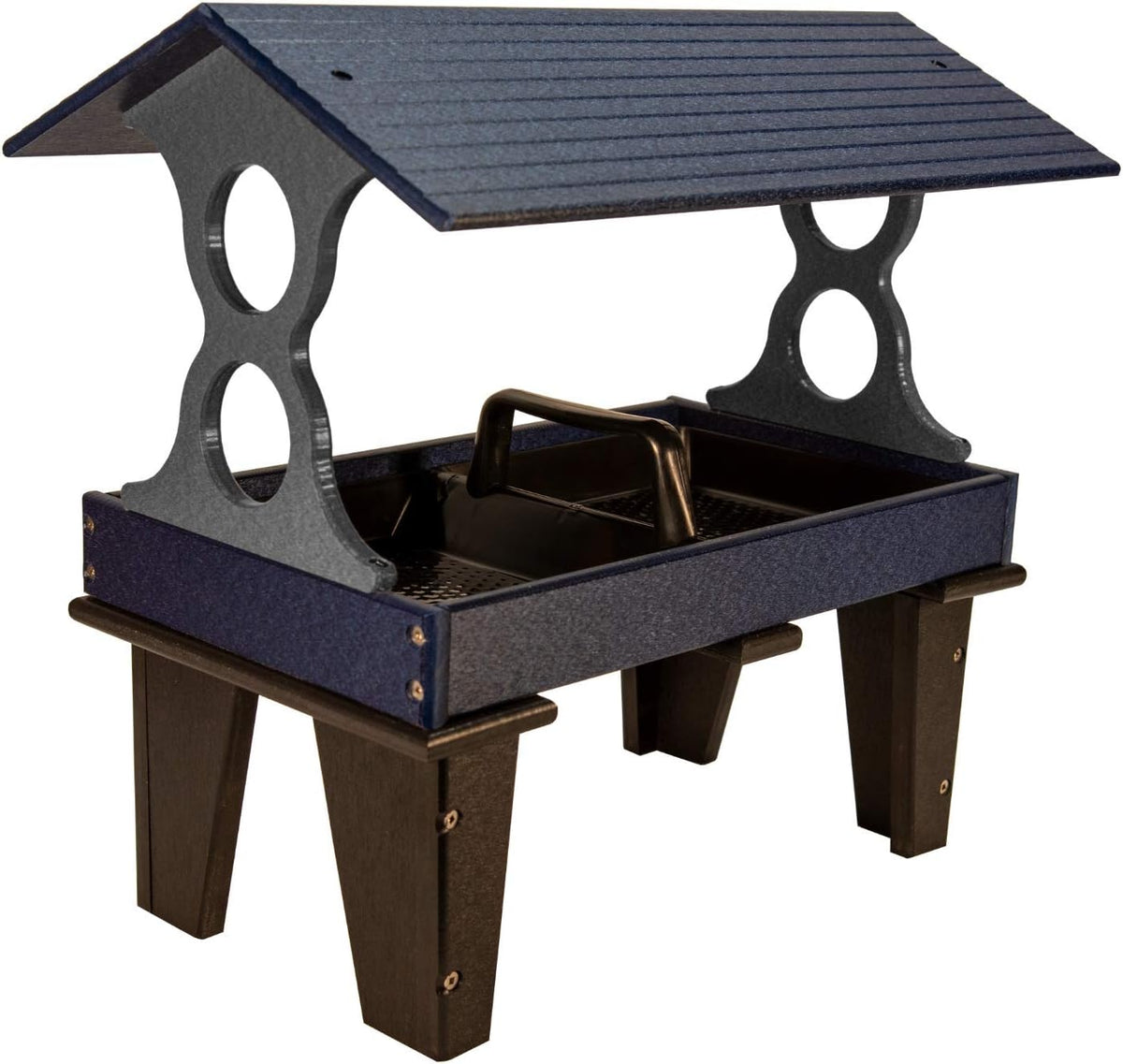 jcs wildlife large ground fly thru bird feeders shown in use