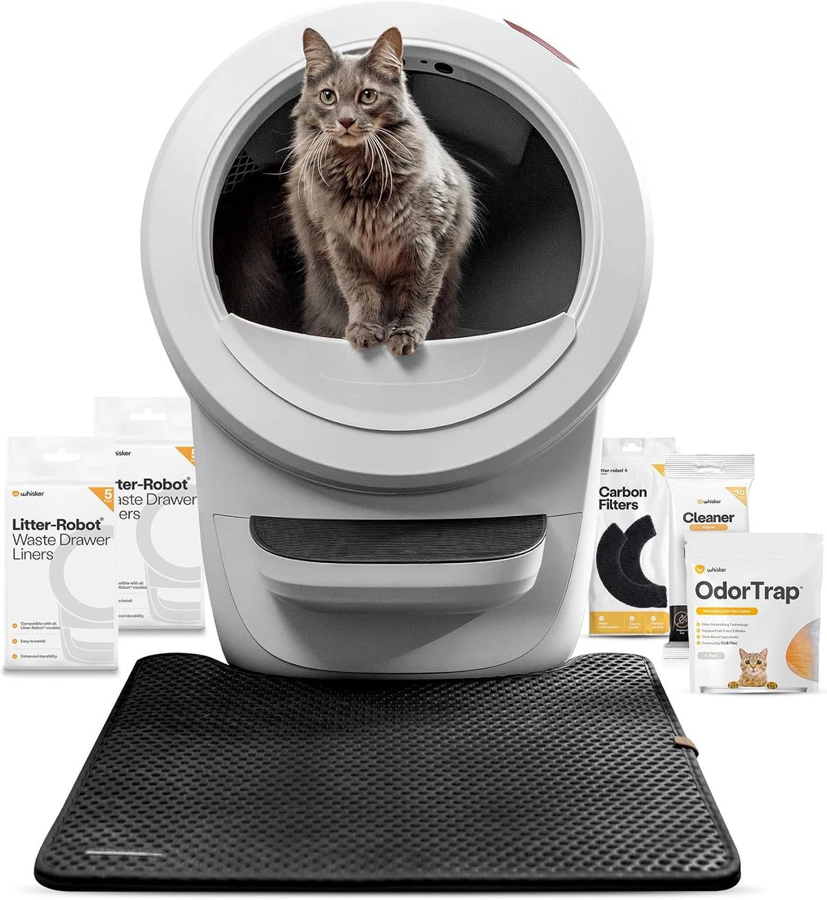 whisker litter-robot 4 supply & accessory bundle, white, main product view