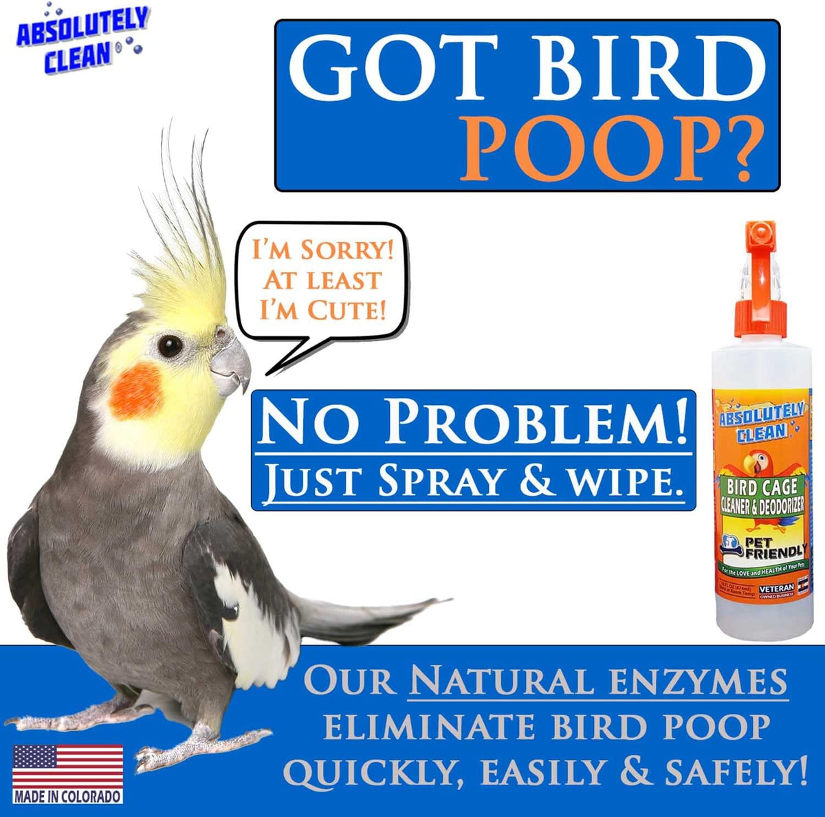 absolutely clean amazing bird cage cleaner and deodorizer shown in use