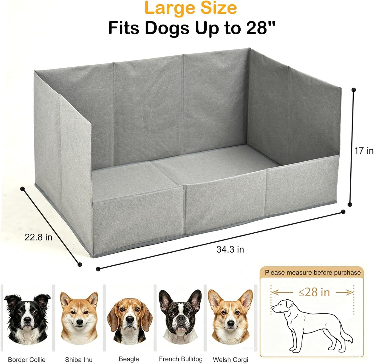 dog litter box indoor with high walls 23"x34"x17", side view