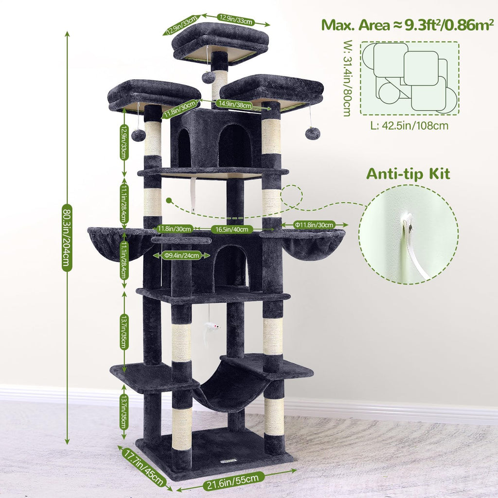 globlazer big xxl cat tower for indoor multiple, package contents