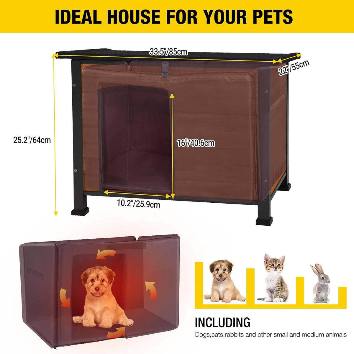 aivituvin heated dog house outdoor with heating pad, view 9
