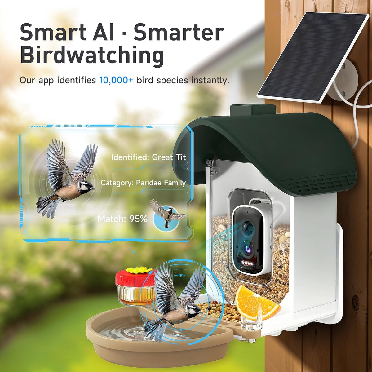 chirpingpal™ ai smart bird feeder with camera | shown in use