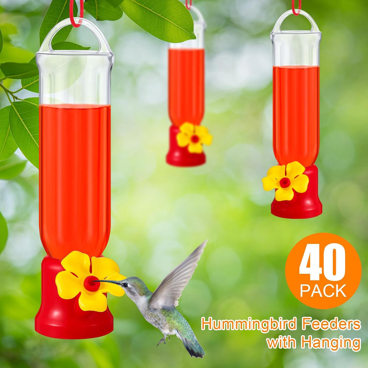 sunnyray 20 pcs small plastic hummingbird feeder for shown in use