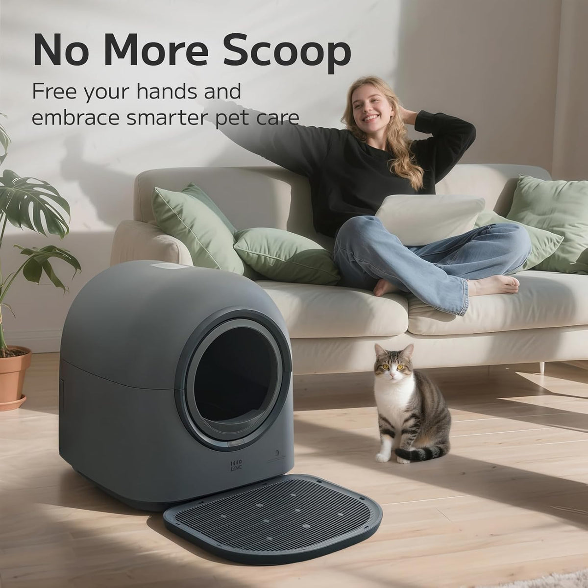 abrct l2 automatic self cleaning litter box smart shown in use