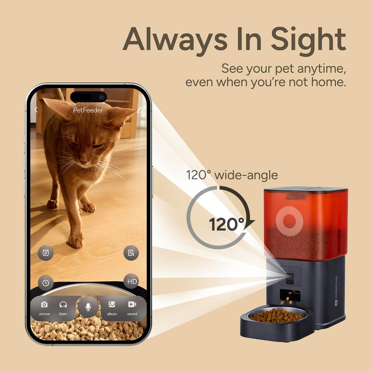 automatic cat feeder with camera: 6l automatic dog shown in use