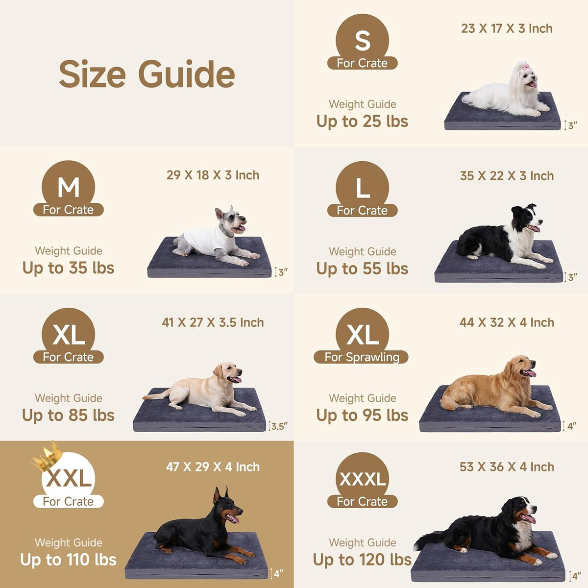 xxl dog bed, waterproof dog crate bed, extra on a desk or shelf