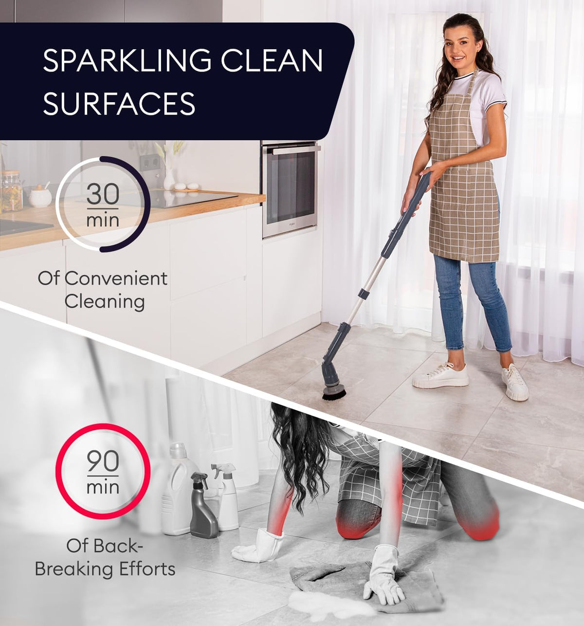 geniani electric spin scrubber - 360 cordless powerful, close-up detail