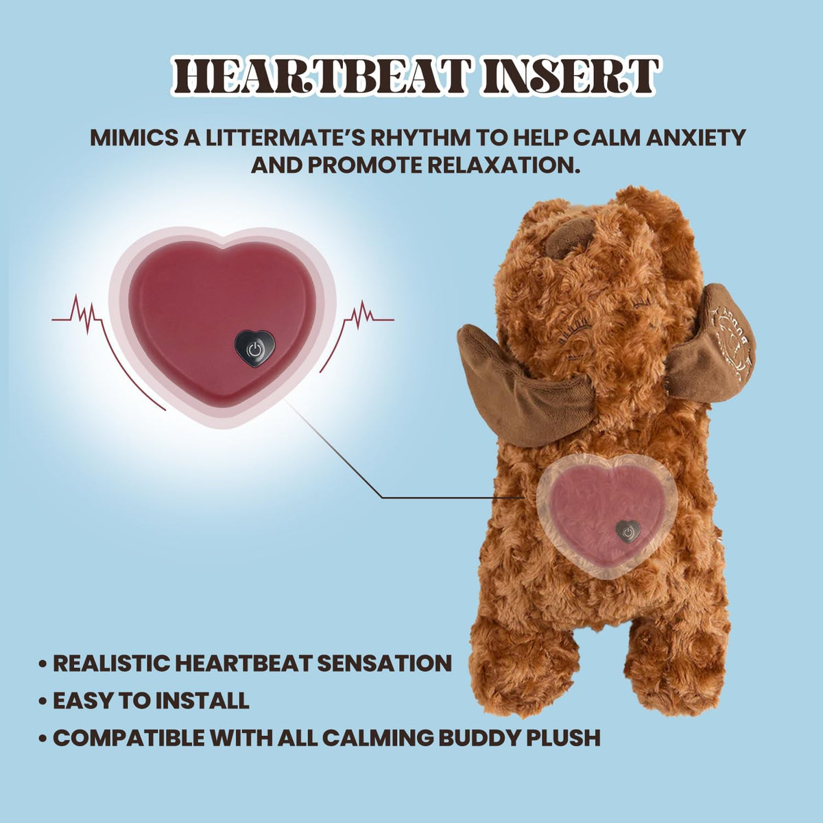 original buddy - puppy heartbeat toy for anxiety, side view