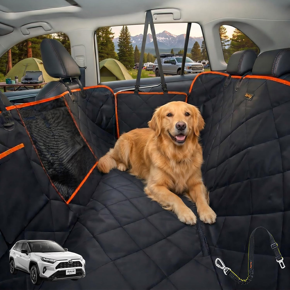 luxury dog car seat cover for back seat, main product view