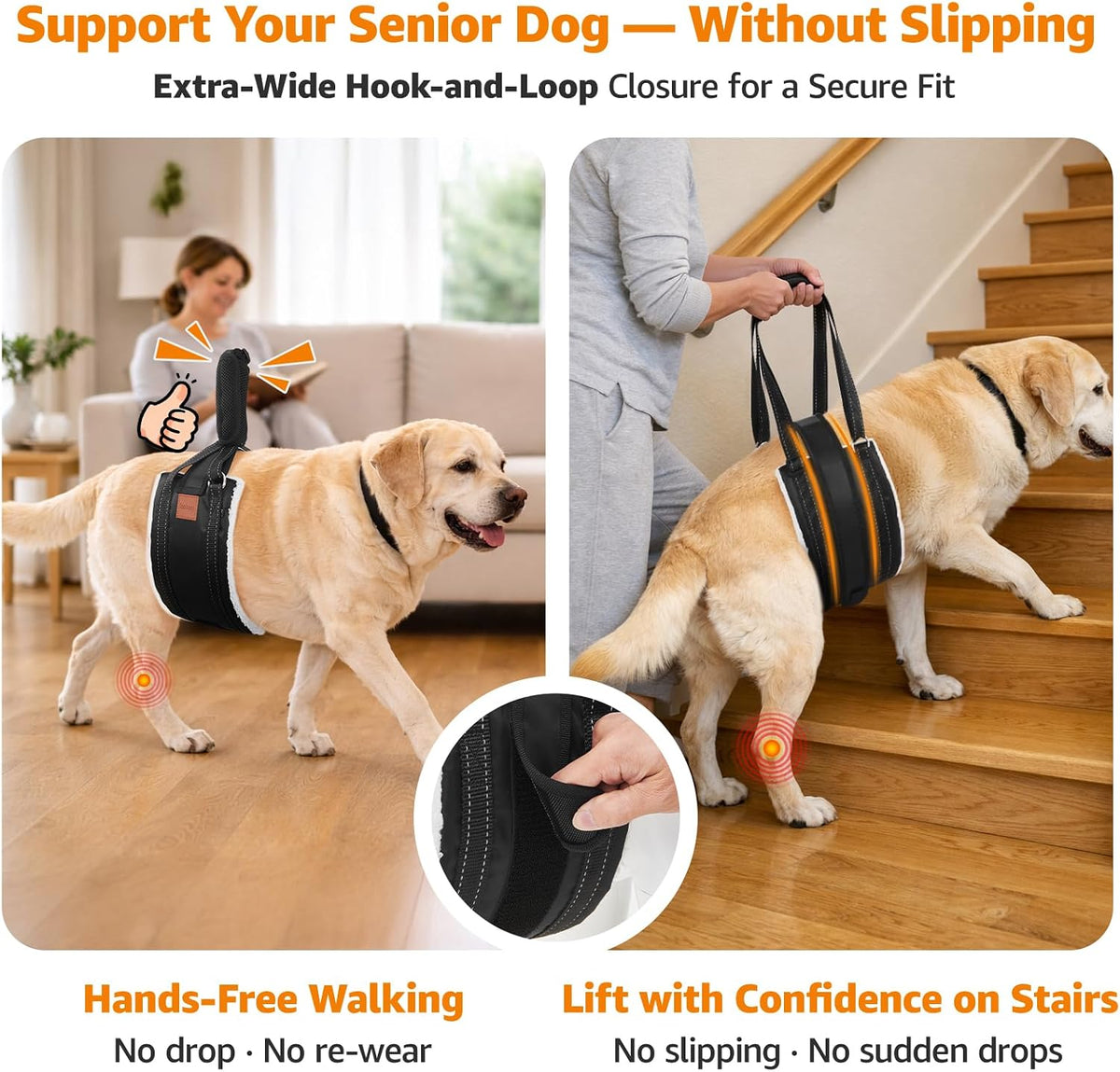 loobani adjustable dog sling for large dogs hind shown in use