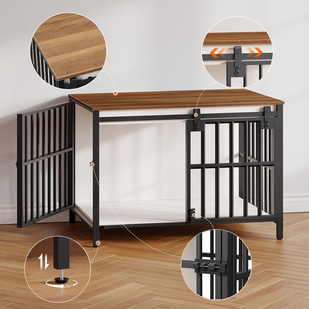 hoobro dog crate furniture with sliding barn door on a desk or shelf