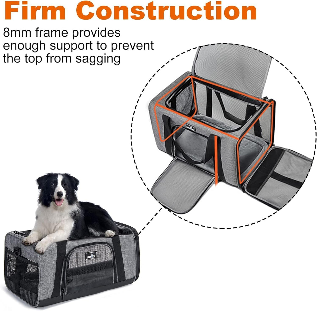 wakytu cat carrier soft for medium or large, side view