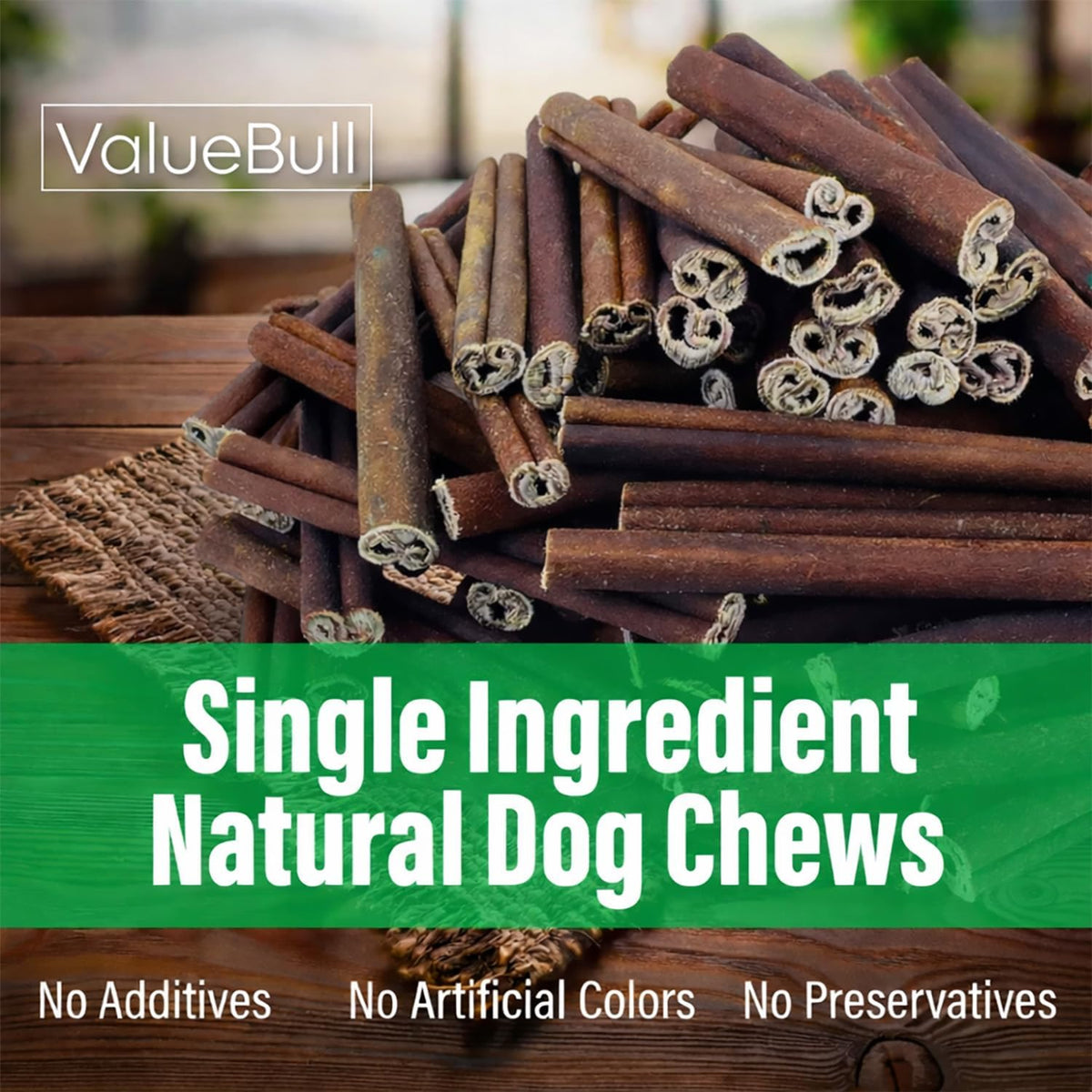 valuebull buffalo collagen sticks for dogs, 6 inch, side view