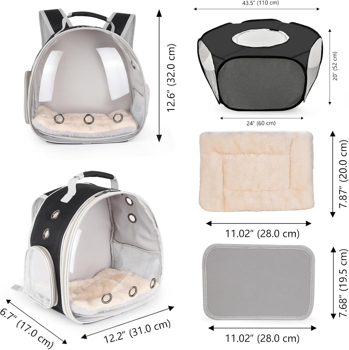 guinea pig carrier backpack and playpen with lid shown in use