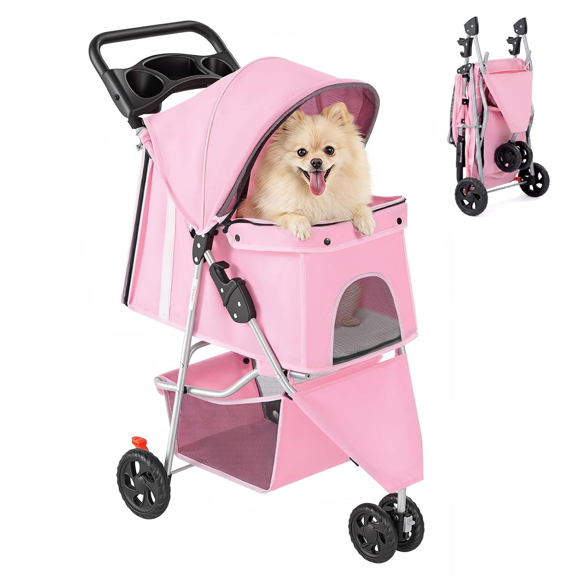 dumos 3 wheels pet stroller for small dogs, main product view