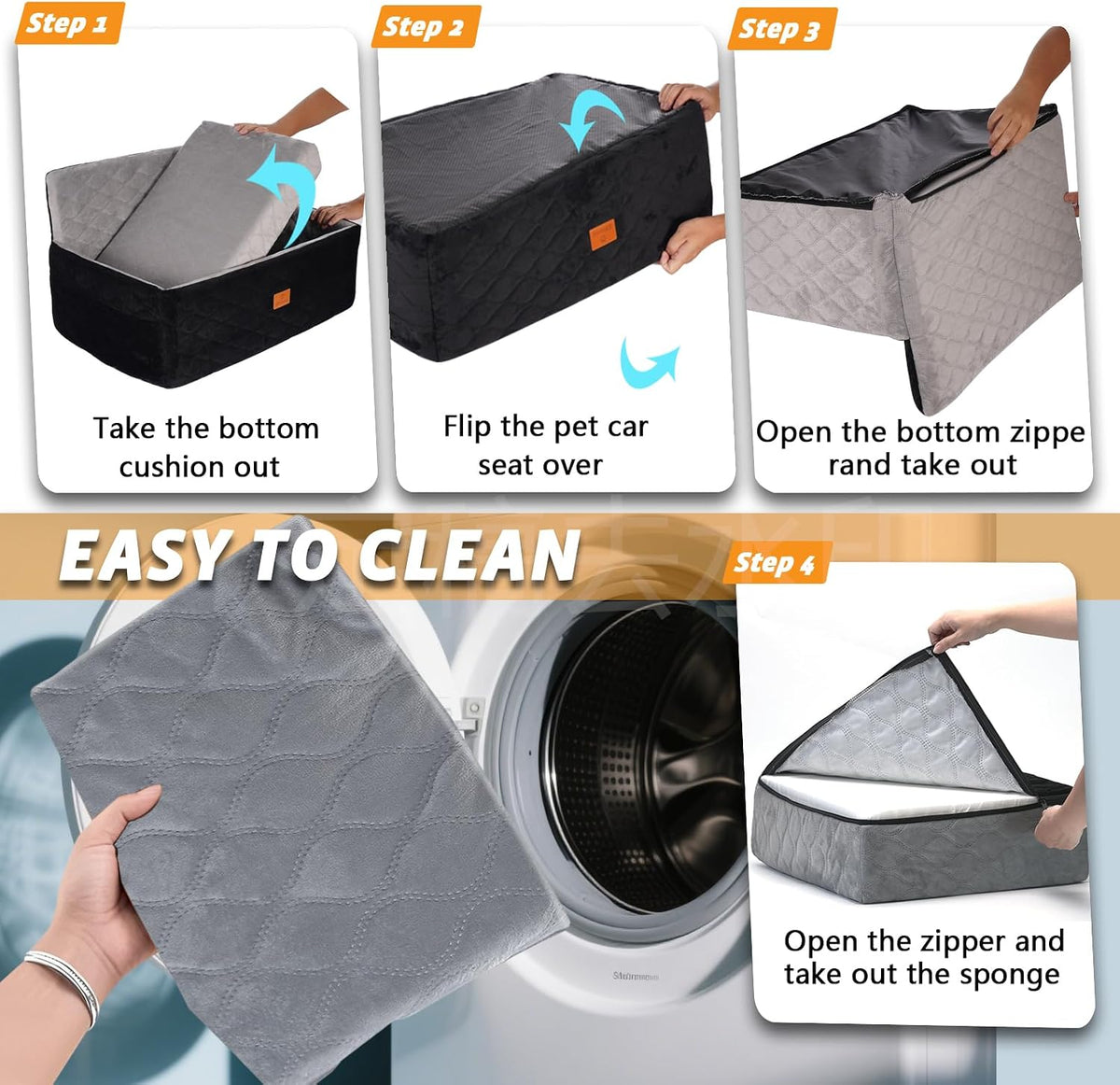dog/cat car seat pet booster seat for dogs/cats showing dimensions