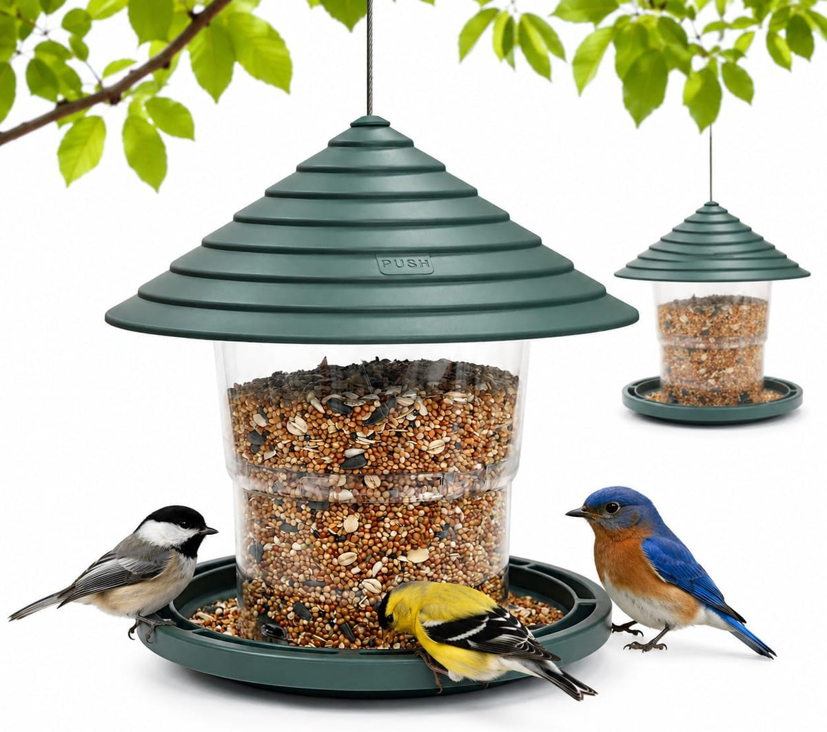 habau 2 pack bird feeders for outdoors, plastic, main product view