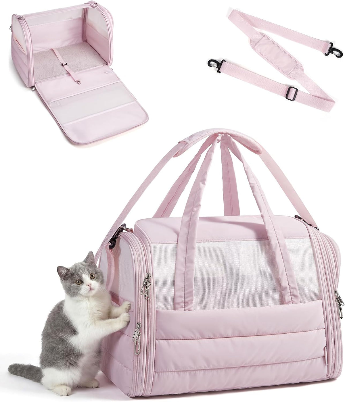 bagsmart cat carrier soft-sided puffy quilted collapsible pet, main product view