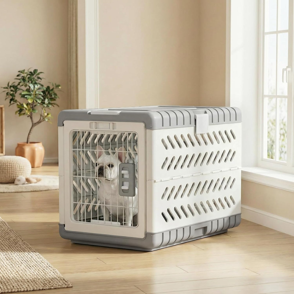 28 in handle basic dog crate for indoor, front angle view
