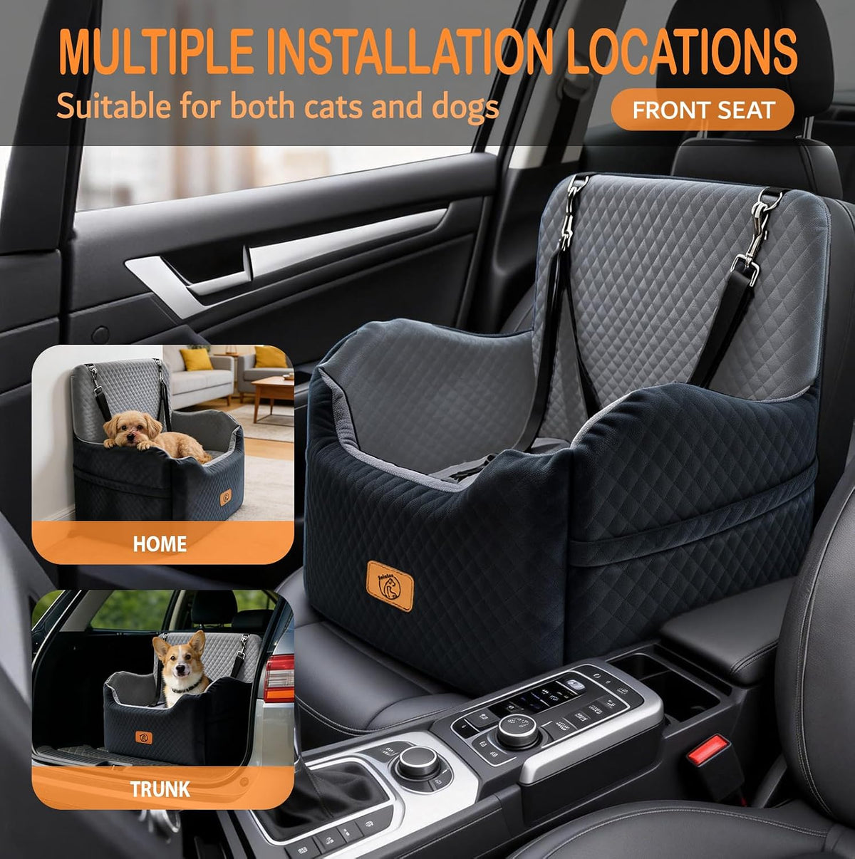 hi-density memory foam dog booster seat under 35 shown in use