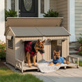 extra large outdoor dog house with balcony, weatherproof, main product view