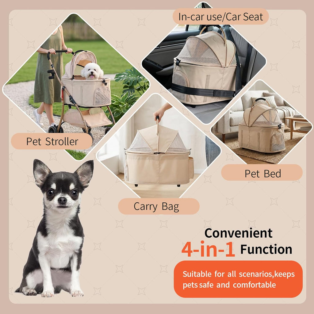mila&louis dog stroller, 22" pet cradle for small showing dimensions