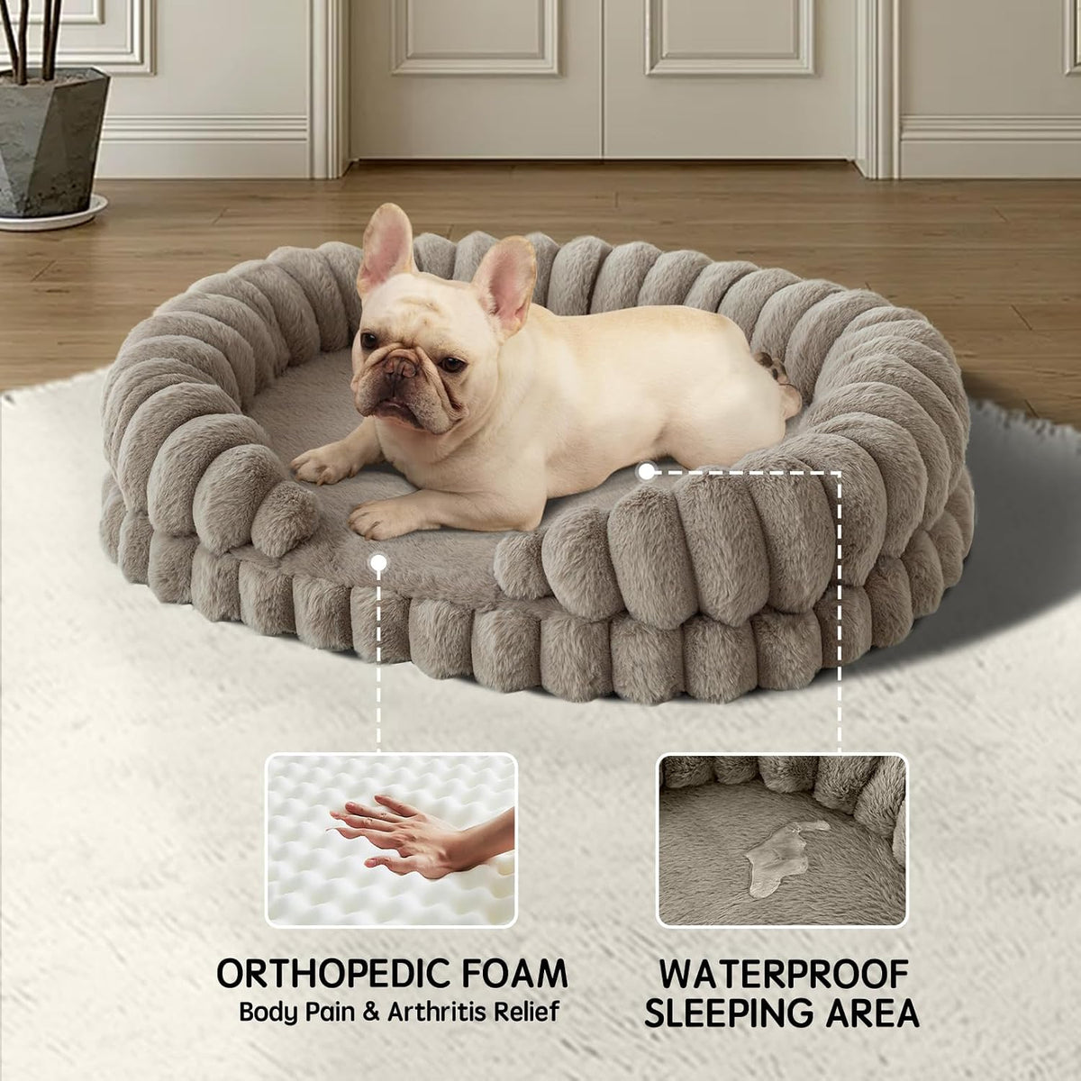 balance calming dog bed for medium sized dogs shown in use