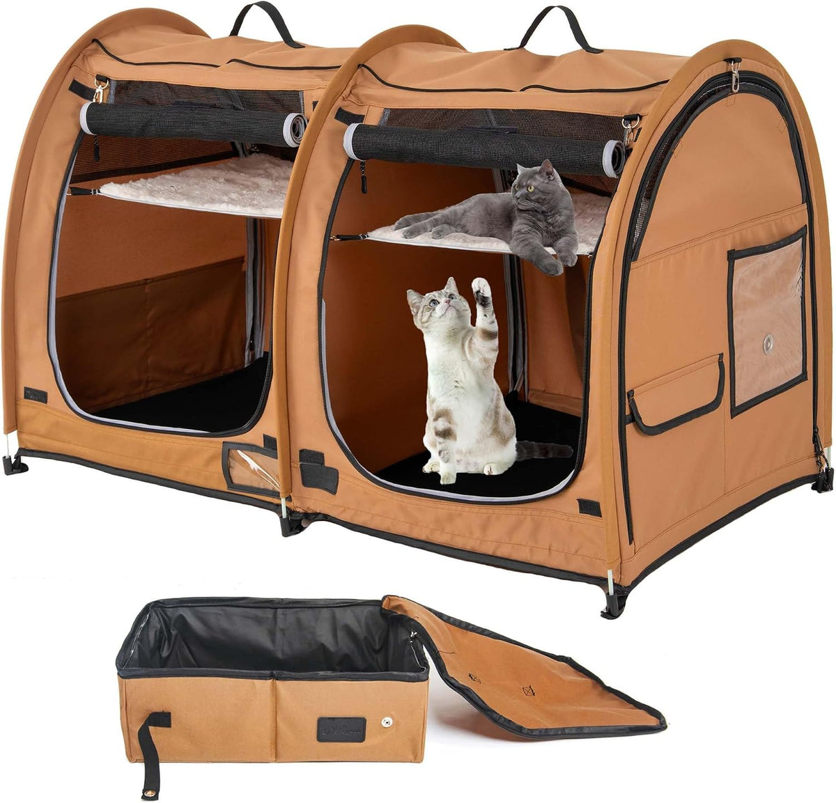 mispace portable twin compartment show house cat cage/condo, main product view