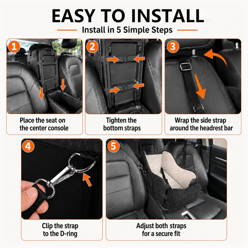center console dog car seat for small dogs, package contents