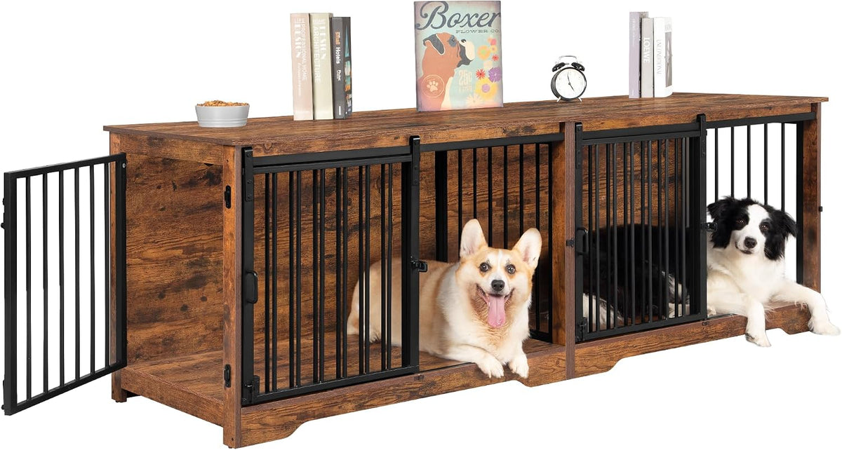 hzuaneri 77.6 in double dog crate furniture, dog, view 9