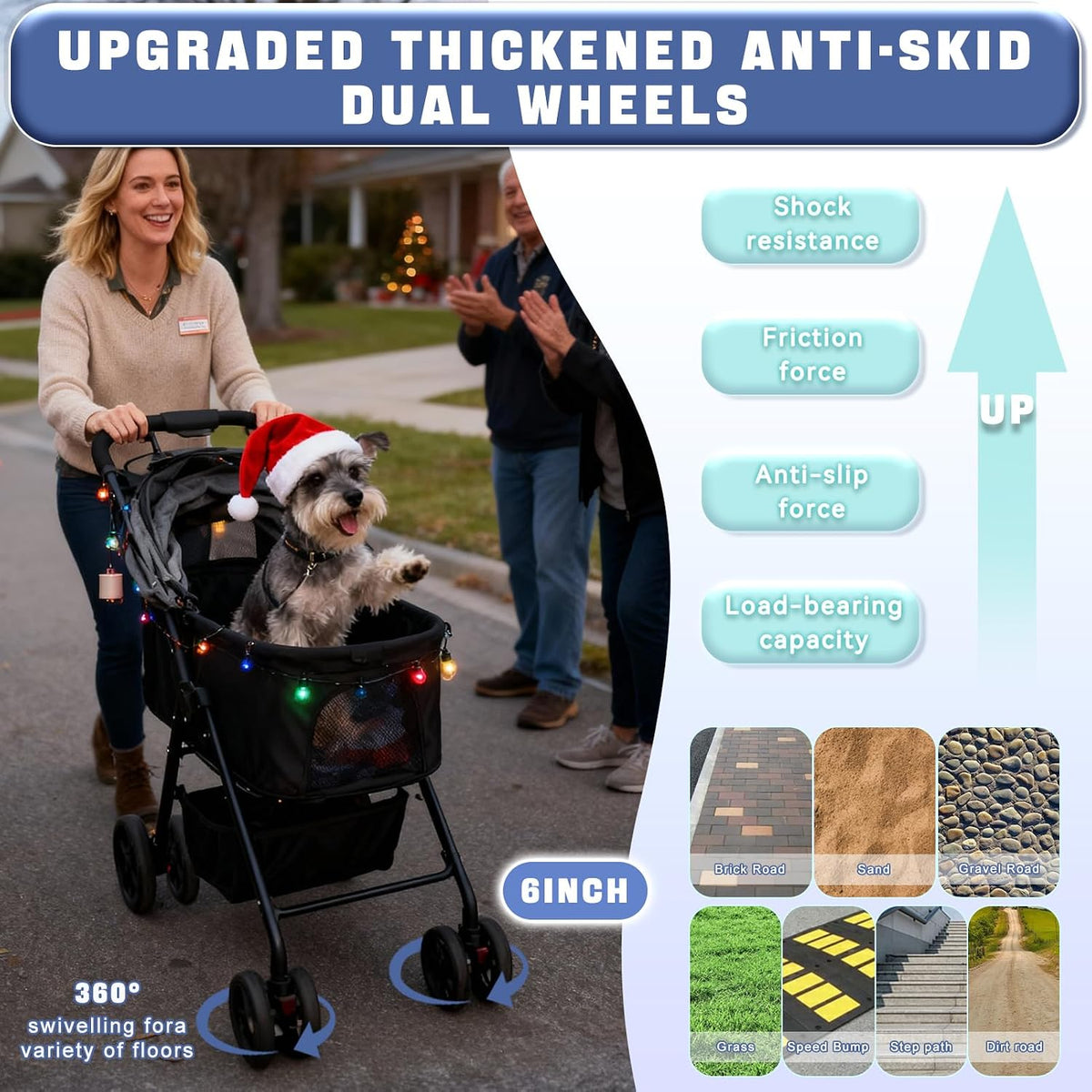 4 wheels pet stroller 4 in 1 pet, close-up detail