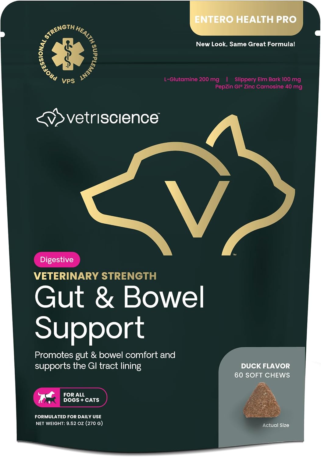 vetriscience veterinary strength gut & bowel support, duck, main product view