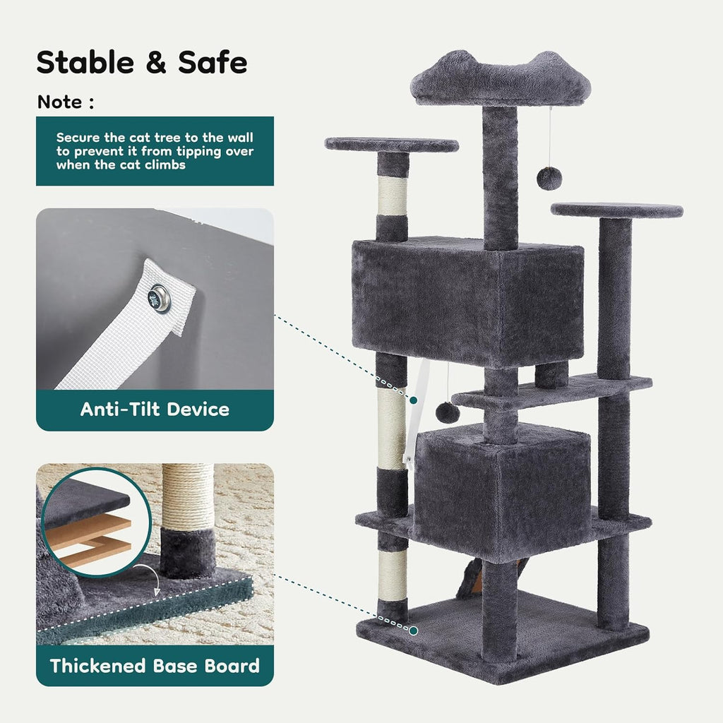 dumos 54 inch cat tree tower with scratching, package contents
