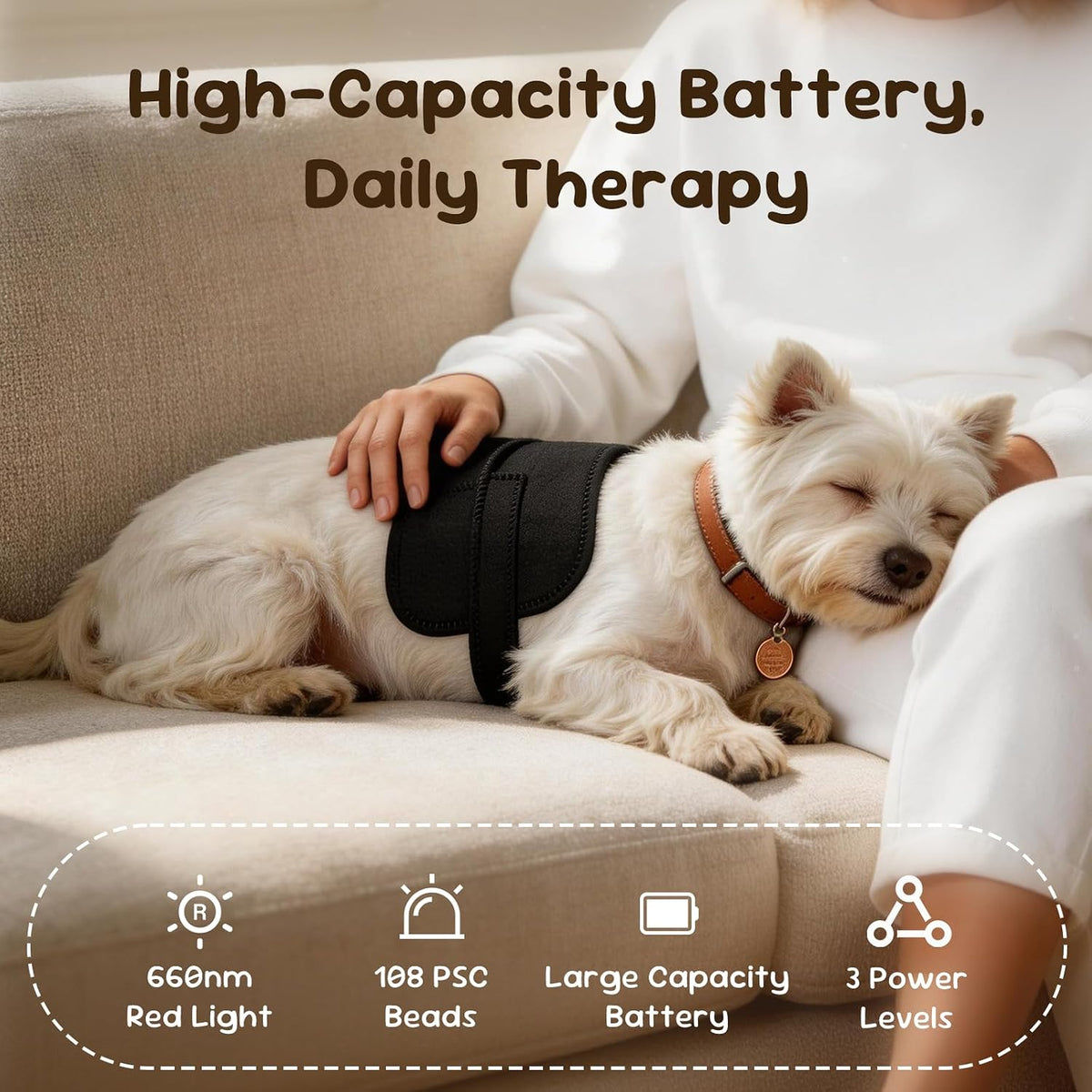 red light therapy belt for dogs pain relief, close-up detail
