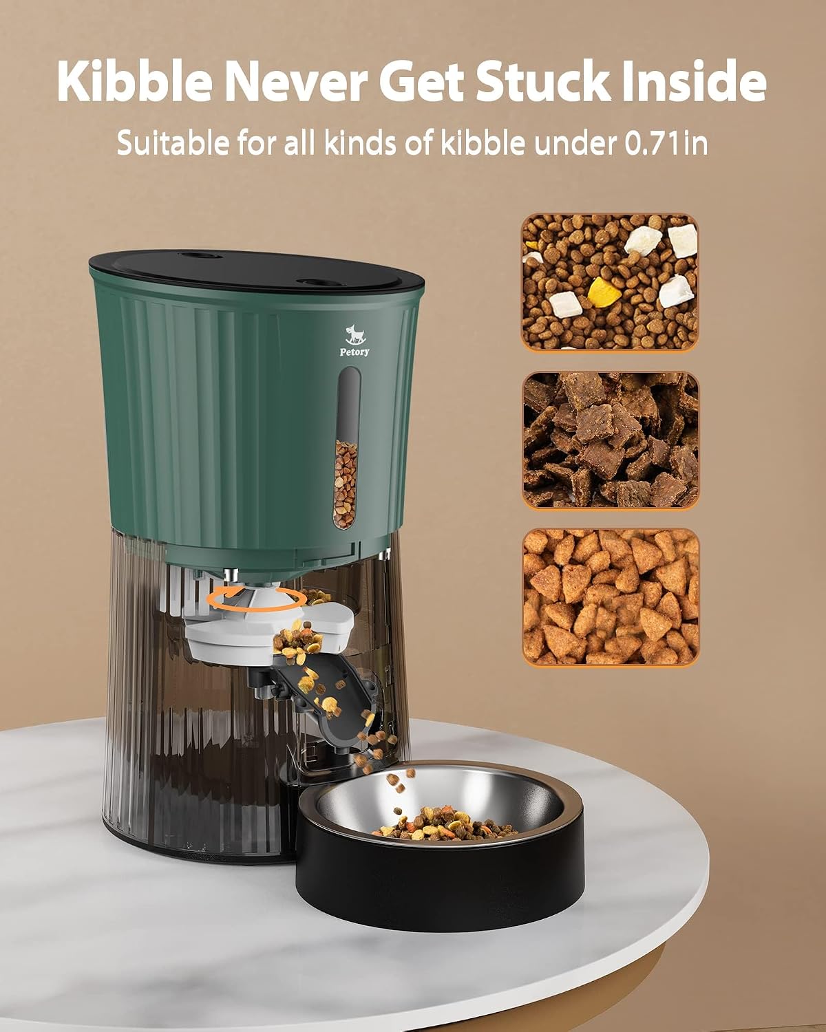 petory timed automatic cat feeder - 4l dry shown in use