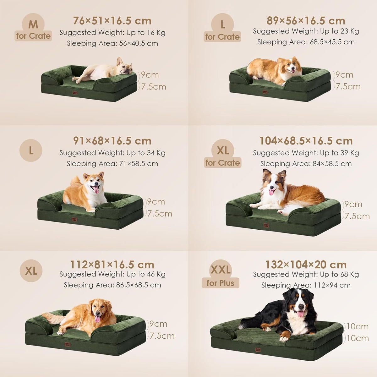 eheyciga orthopedic extra large dog bed, waterproof washable showing dimensions
